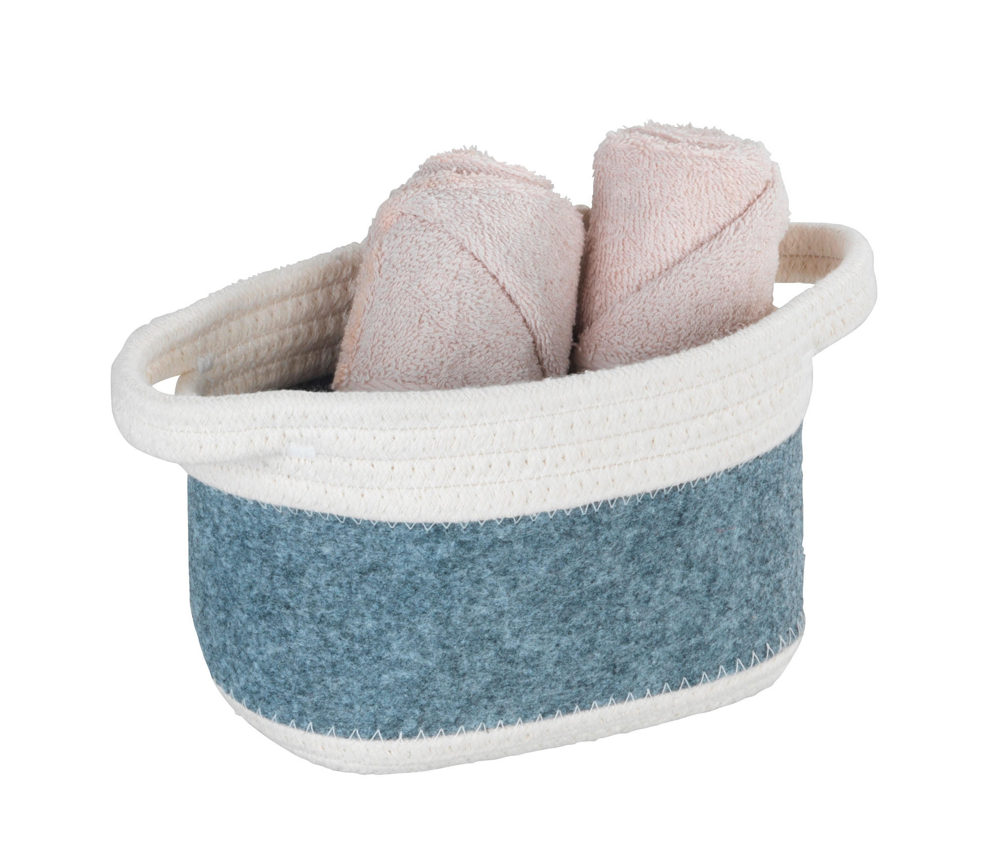 AUFBEWAHRUNGSKÖRBCHEN     - Hellgrau/Weiß, Basics, Textil (18/13/12cm) - Wenko