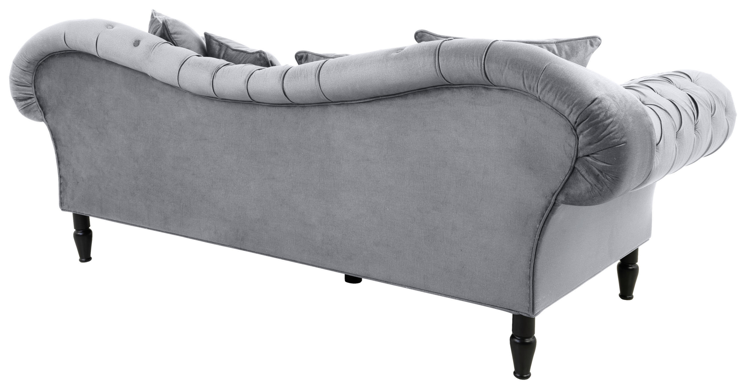 3-SITZER-SOFA in Velours Grau  - Schwarz/Grau, Design, Holz/Textil (242/91/104cm) - MID.YOU