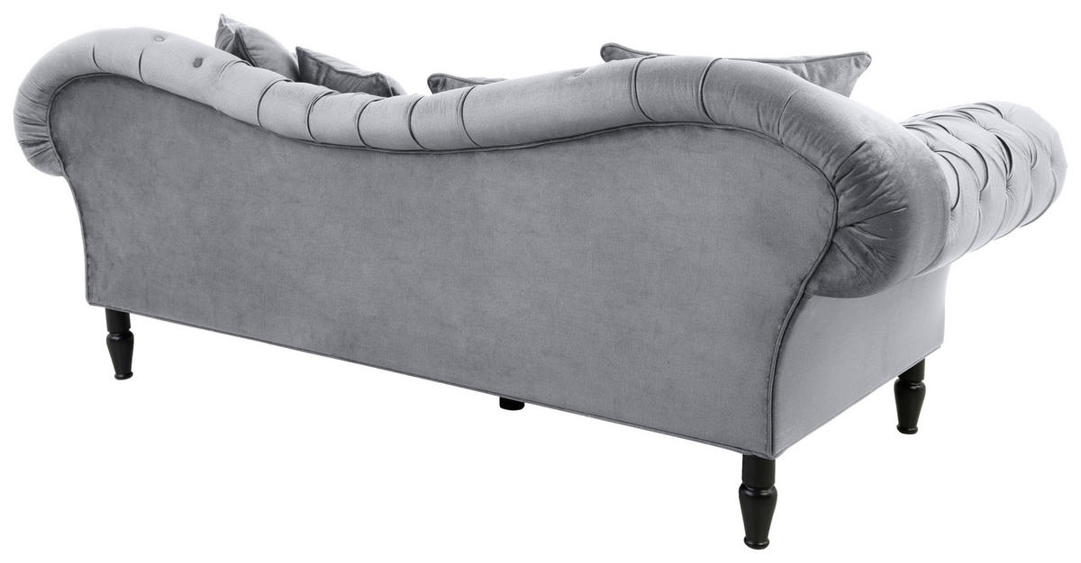3-SITZER-SOFA Velours Grau  - Schwarz/Grau, Design, Holz/Textil (242/91/104cm) - MID.YOU