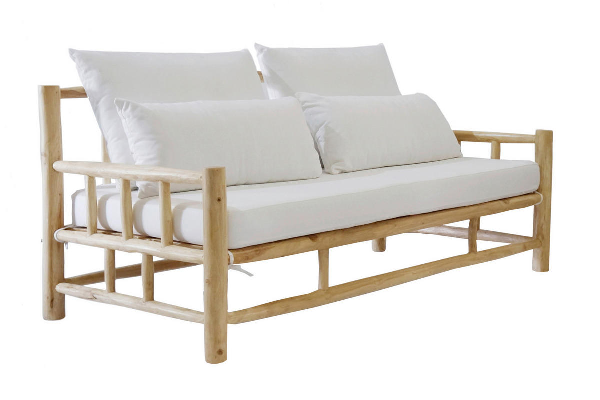LOUNGESOFA  - Naturfarben/Weiß, Design, Holz/Textil (108/80/90cm) - Livetastic