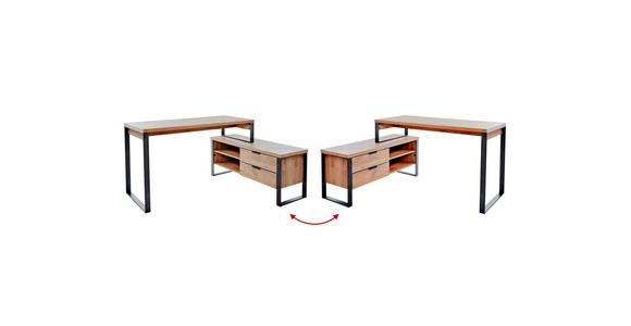 ECKSCHREIBTISCH 147/76/120 cm in Eichefarben - Eichefarben/Anthrazit, MODERN, Holzwerkstoff/Metall (147/76/120cm) - Novel