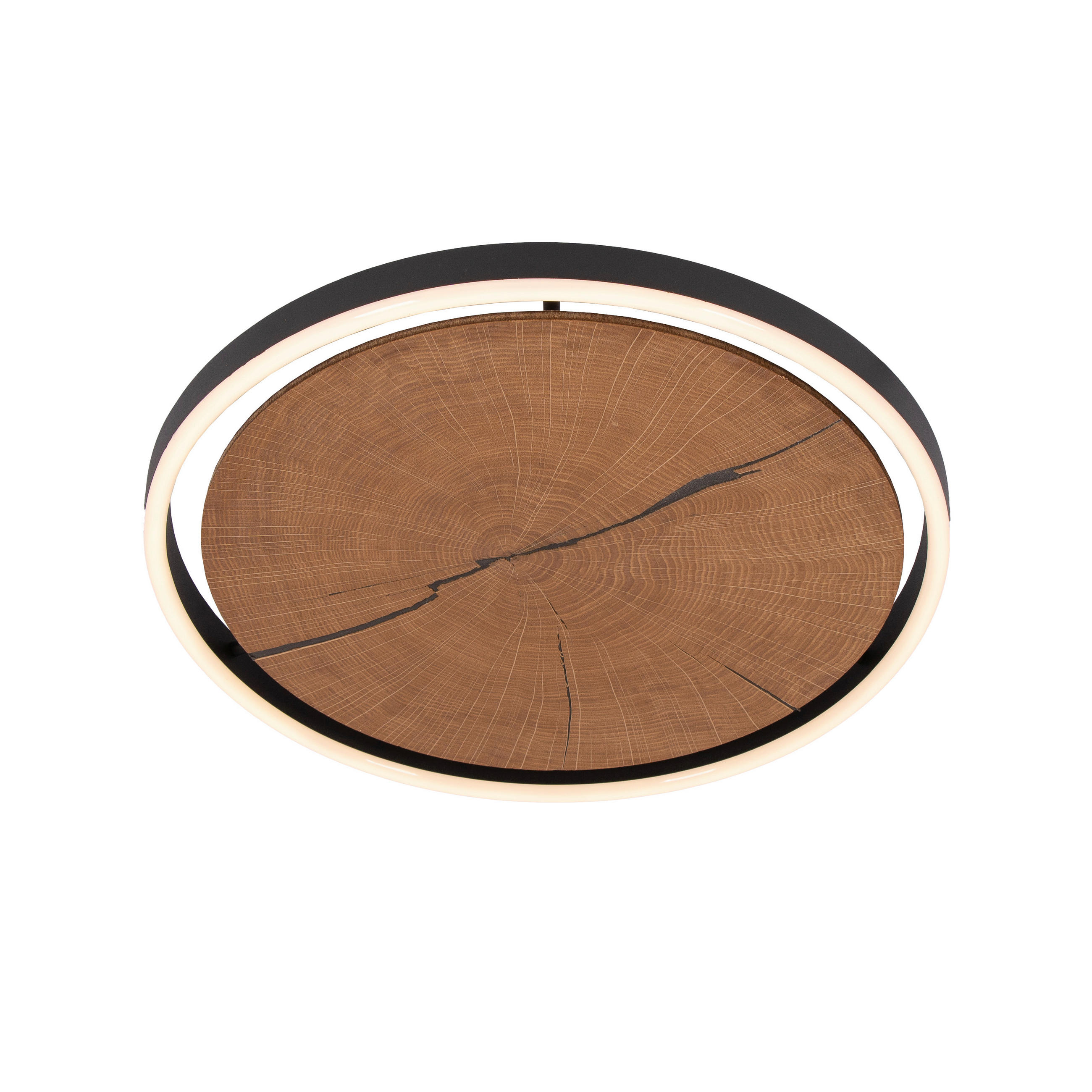 LED-DECKENLEUCHTE Hirnholz 40/5 cm   - Eichefarben, Natur, Holz/Metall (40/5cm) - Waldwelt