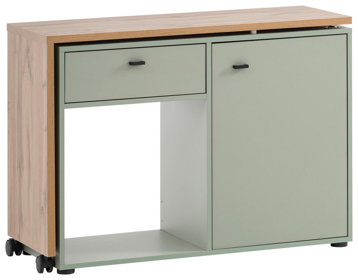 SCHREIBTISCH  in Grün, Eichefarben  - Eichefarben/Schwarz, MODERN, Holzwerkstoff/Kunststoff (104,6/75,3/39cm) - MID.YOU