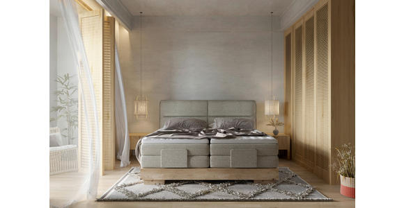 BOXSPRINGBETT 180/200 cm in Eichefarben, Olivgrün - Eichefarben/Olivgrün, Natur, Holz/Textil (180/200cm) - Valnatura