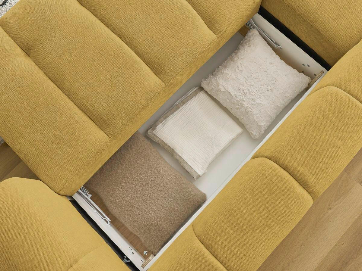 ECKSCHLAFSOFA FUJI Leinenoptik Gelb  inkl.  - Gelb/Schwarz, MODERN, Kunststoff/Textil (160/292cm)