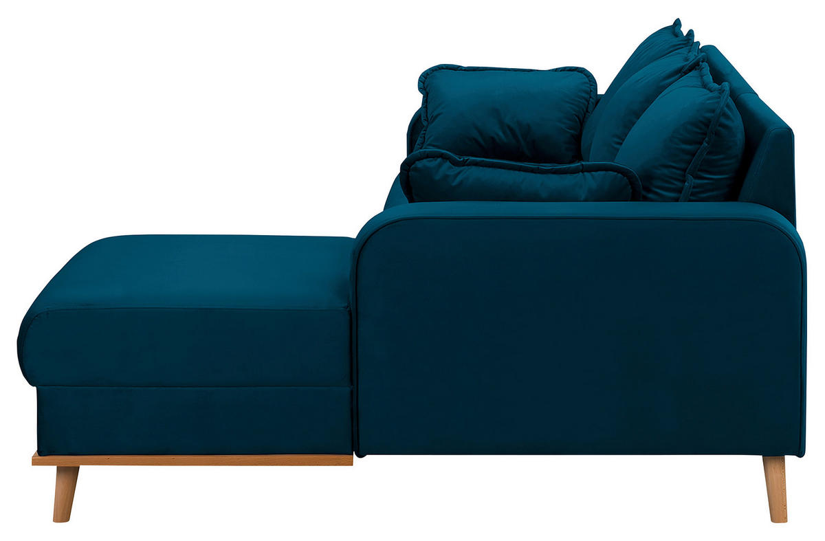 ECKSOFA Mikrofaser Blau  - Wengefarben/Blau, Design, Holz/Textil (230/150cm) - Livetastic