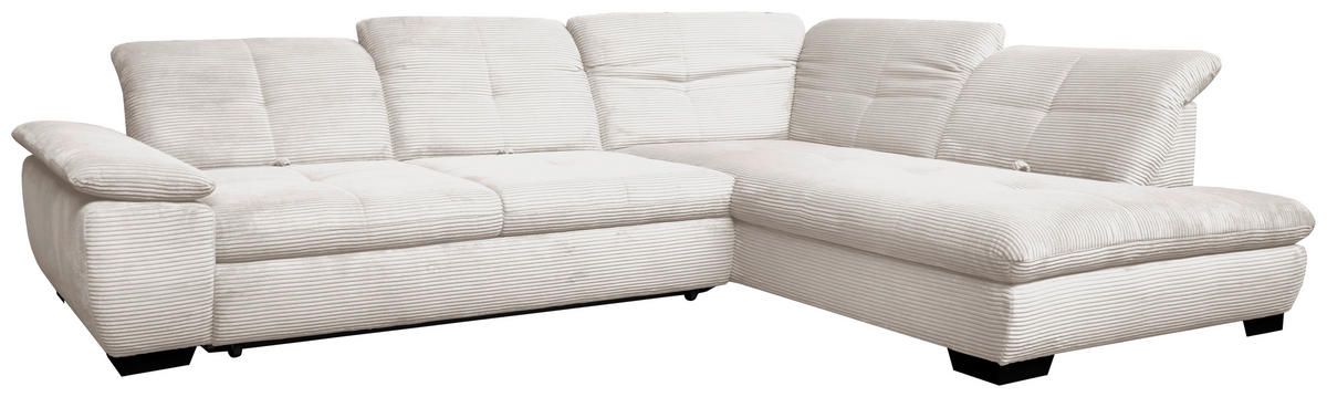 ECKSOFA in Cord Creme  - Creme/Schwarz, Design, Textil/Metall (313/242cm) - Xora