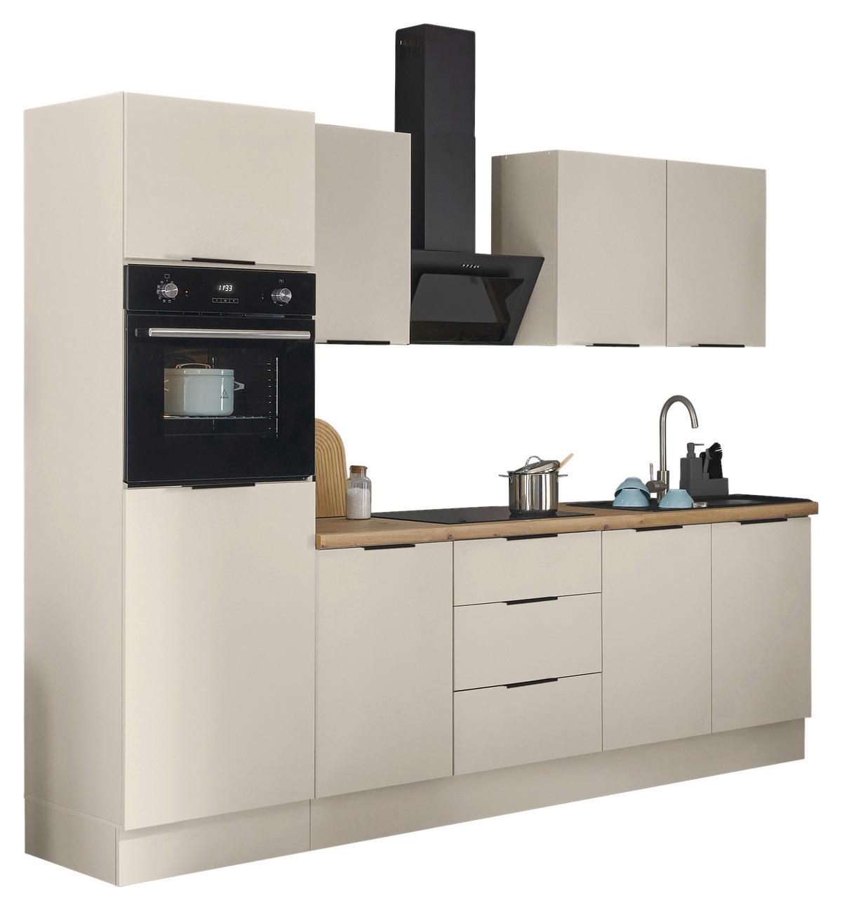 KÜCHENBLOCK   in Kaschmir  - Kaschmir/Schwarz, Basics, Holzwerkstoff/Metall (270/211/60cm) - Xora