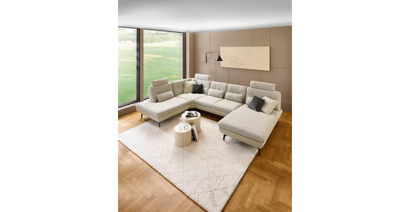WOHNLANDSCHAFT Silberfarben, Beige Chenille  - Beige/Silberfarben, Design, Textil/Metall (243/352/190cm) - Dieter Knoll
