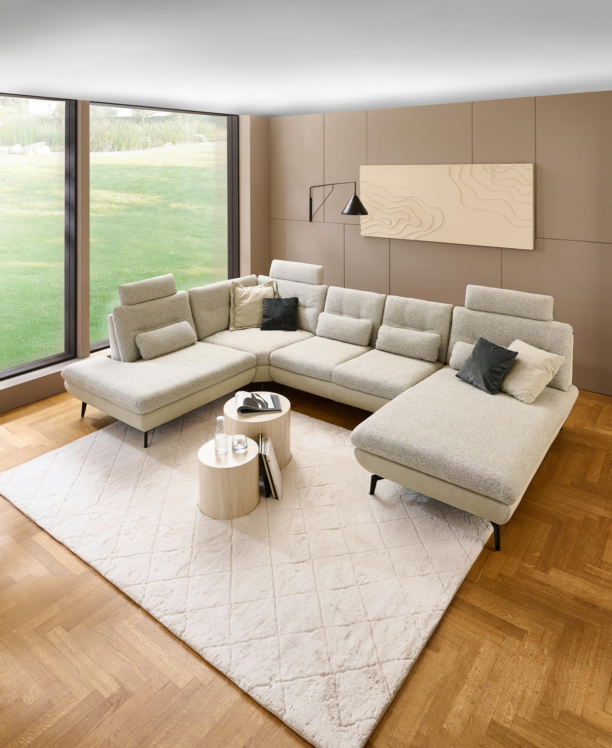 WOHNLANDSCHAFT Silberfarben, Beige Chenille  - Beige/Silberfarben, Design, Textil/Metall (243/352/190cm) - Dieter Knoll