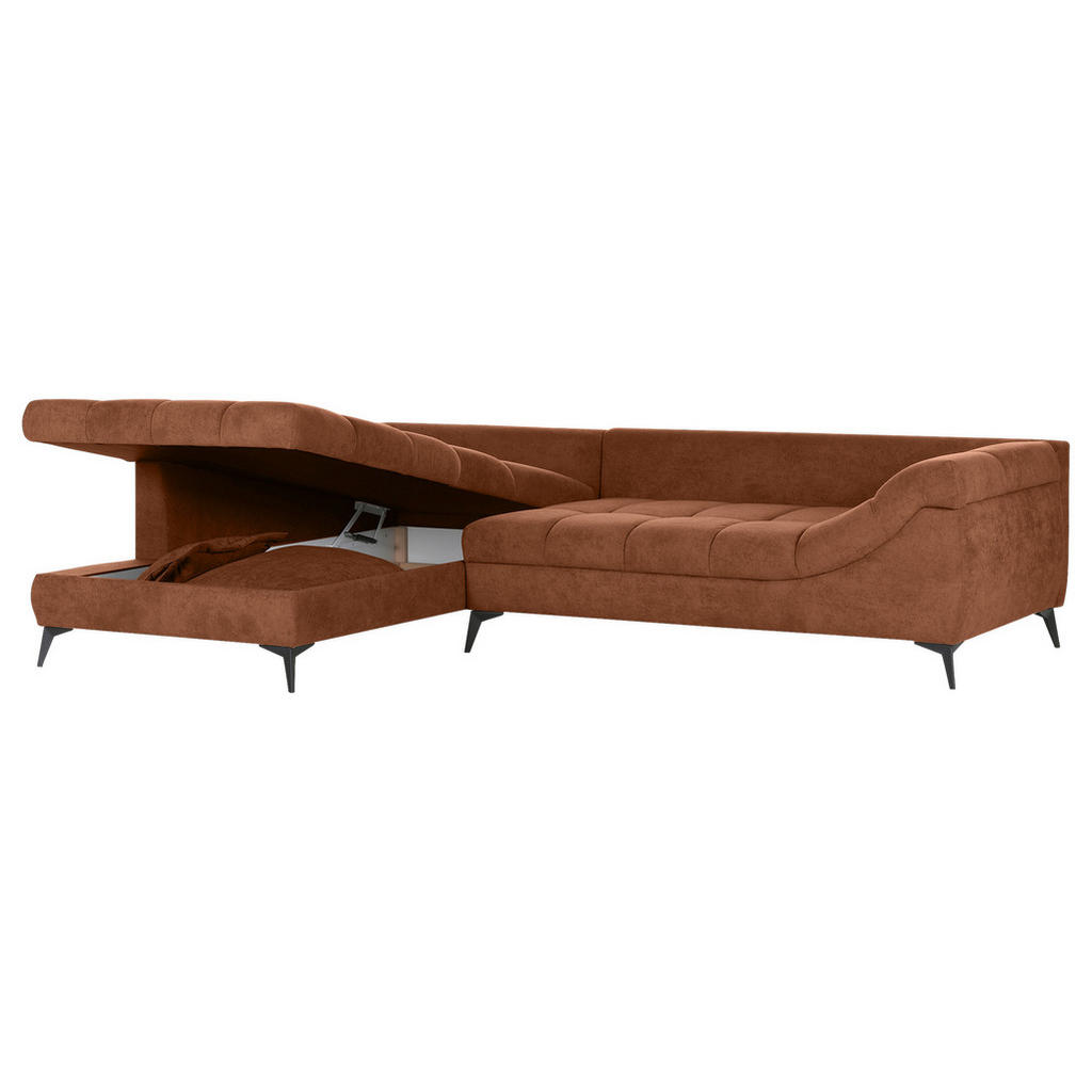 Thumbnail - Stylife Ecksofa, Braun, Textil, 3-4-Sitzer, Füllung: Schaumstoffflocken,Schaumstoff, Ottomane links, L-Form, 307x224 cm,...