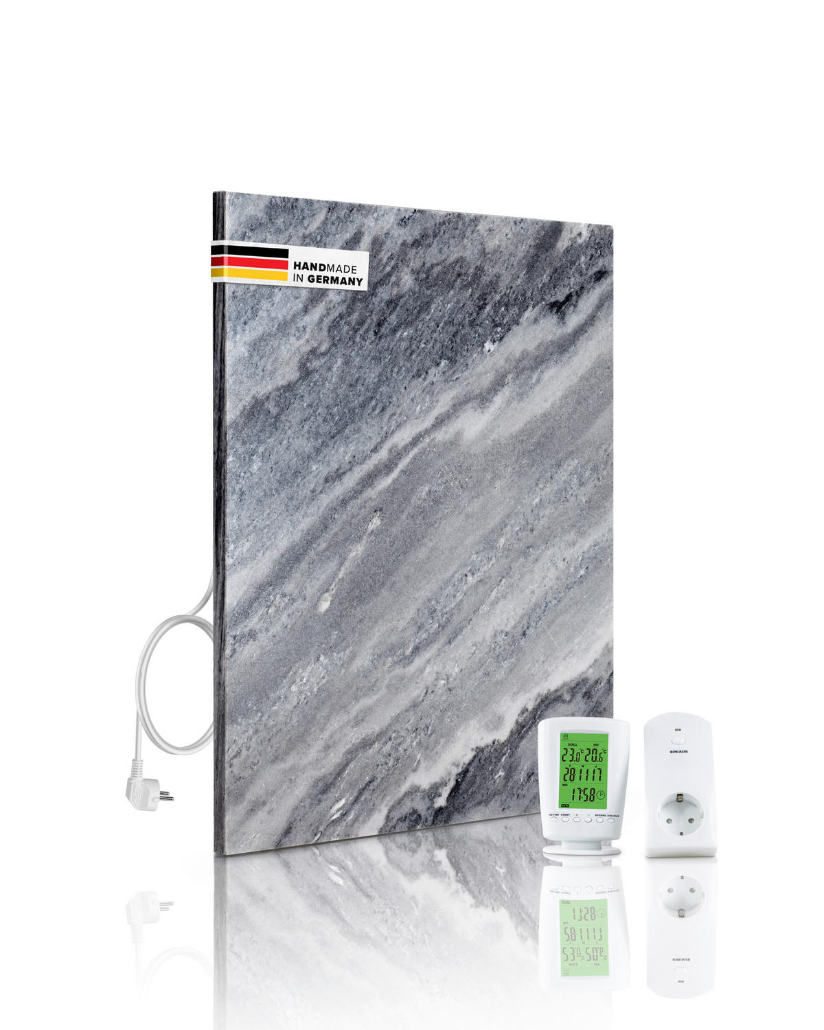 INFRAROT-HEIZPANEEL Qaramar A-500  - Hellgrau, Basics, Stein (60/50/2cm) - MID.YOU