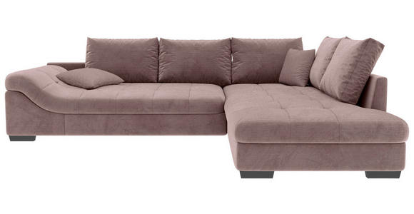 ECKSOFA Altrosa Cord - Schwarz/Altrosa, KONVENTIONELL, Holz/Textil (298/202cm) - Carryhome