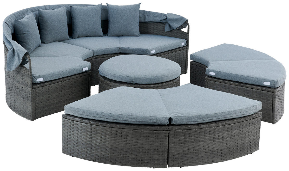 GARTENMUSCHEL Stahl  - Grau, MODERN, Kunststoff/Textil (237/72-150cm) - Ambia Garden