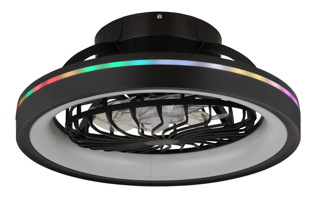 STROPNÍ VENTILÁTOR, 48/20 cm  - černá/čiré, Konvenční, plast (48/20cm) - Globo