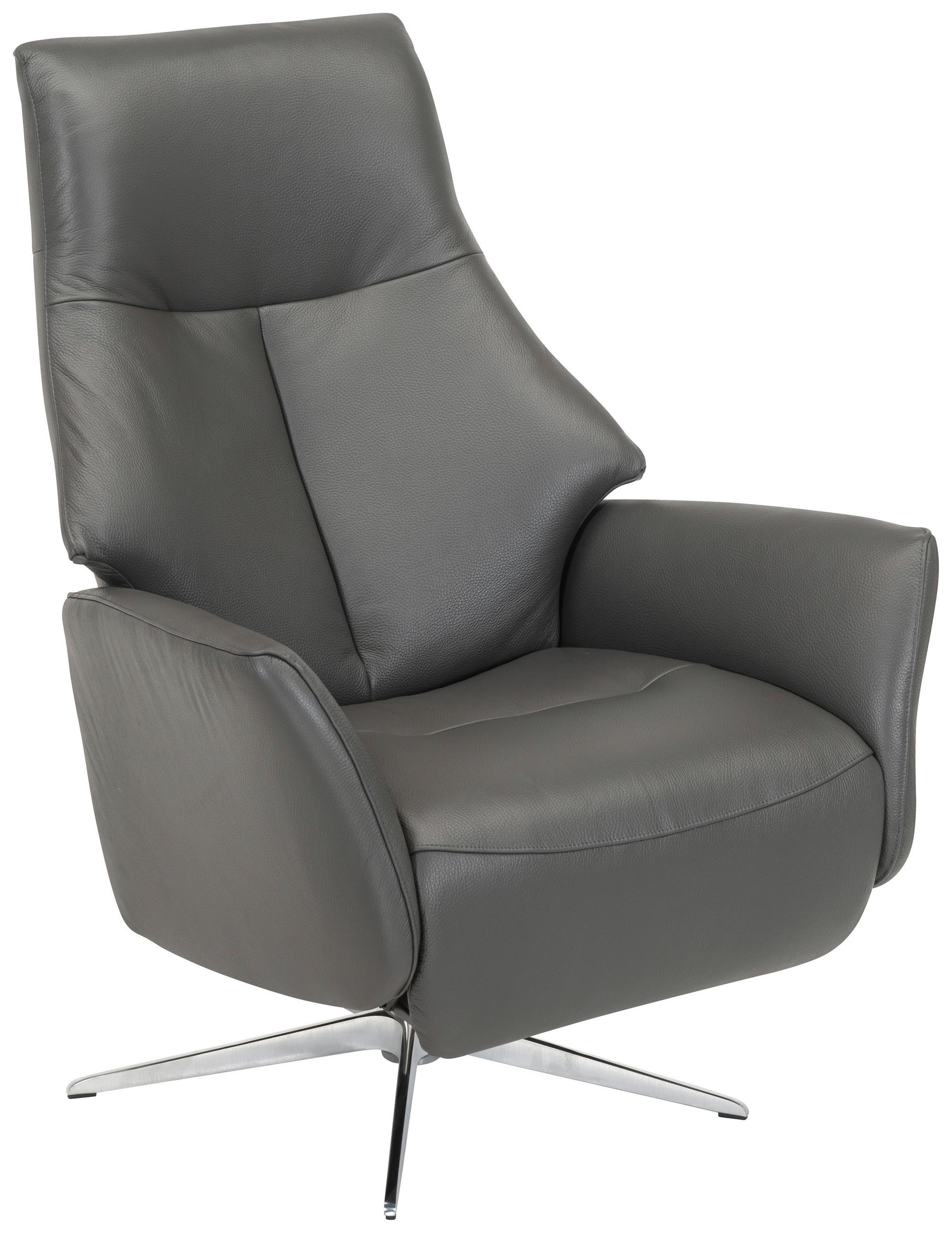 RELAXFÅTÖLJ i läder, metall, trä antracit  - kromfärg/antracit, Klassisk, metall/läder (78/108/83cm) - Welnova