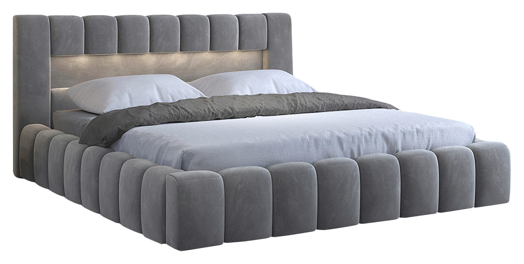 POLSTERBETT 180/200 cm, Lattenrost, Bettkasten,  - Grau Hochglanz/Schwarz, MODERN, Holz/Kunststoff (180/200cm) - MID.YOU