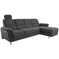 ECKSOFA Schwarz Mikrofaser  - Chromfarben/Schwarz, KONVENTIONELL, Textil/Metall (292/165cm) - Livetastic