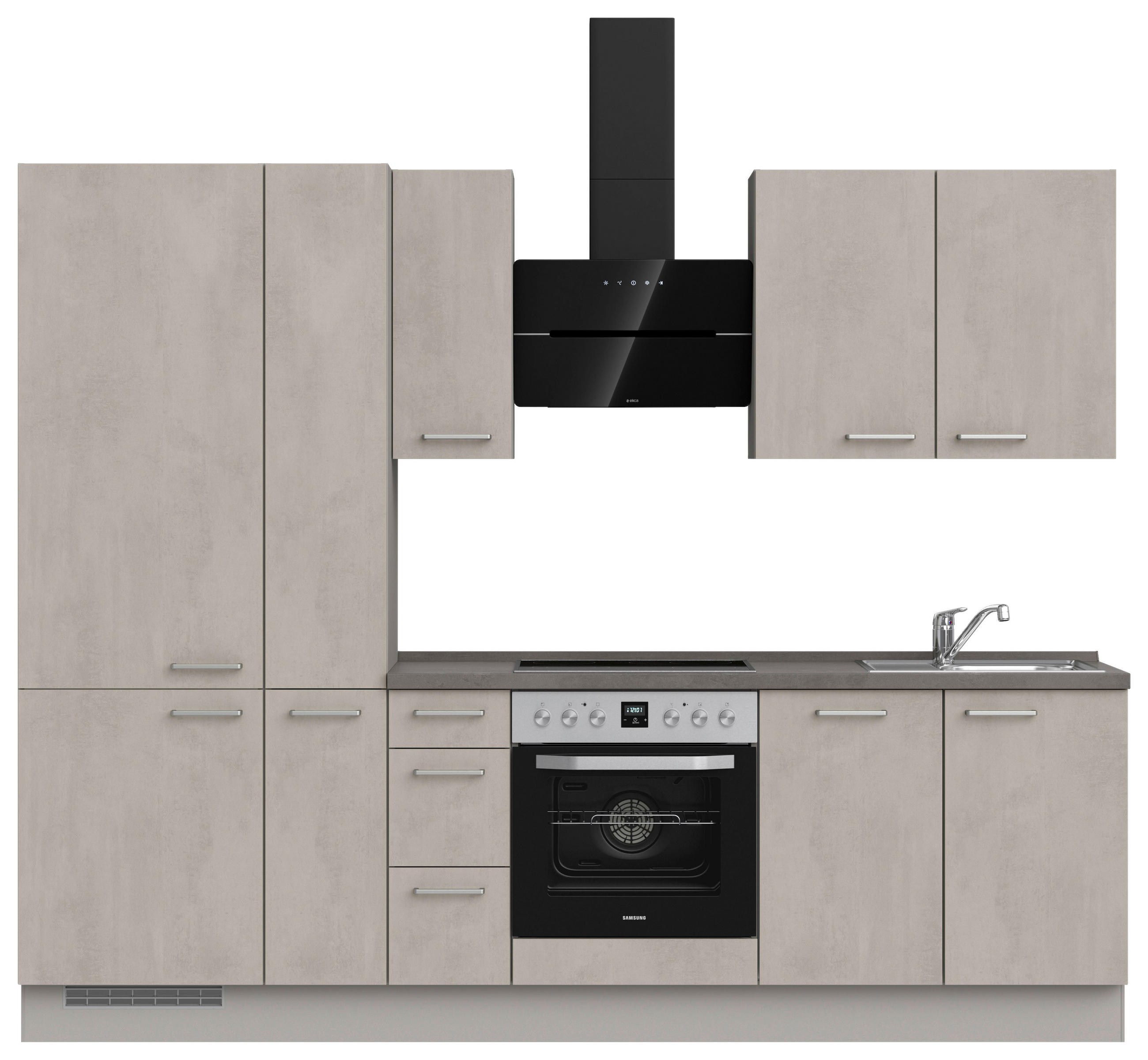 KÜCHENBLOCK Riva 270 cm  in Grau, Schieferfarben  - Schieferfarben/Edelstahlfarben, MODERN, Holzwerkstoff/Metall (270cm) - Nobilia