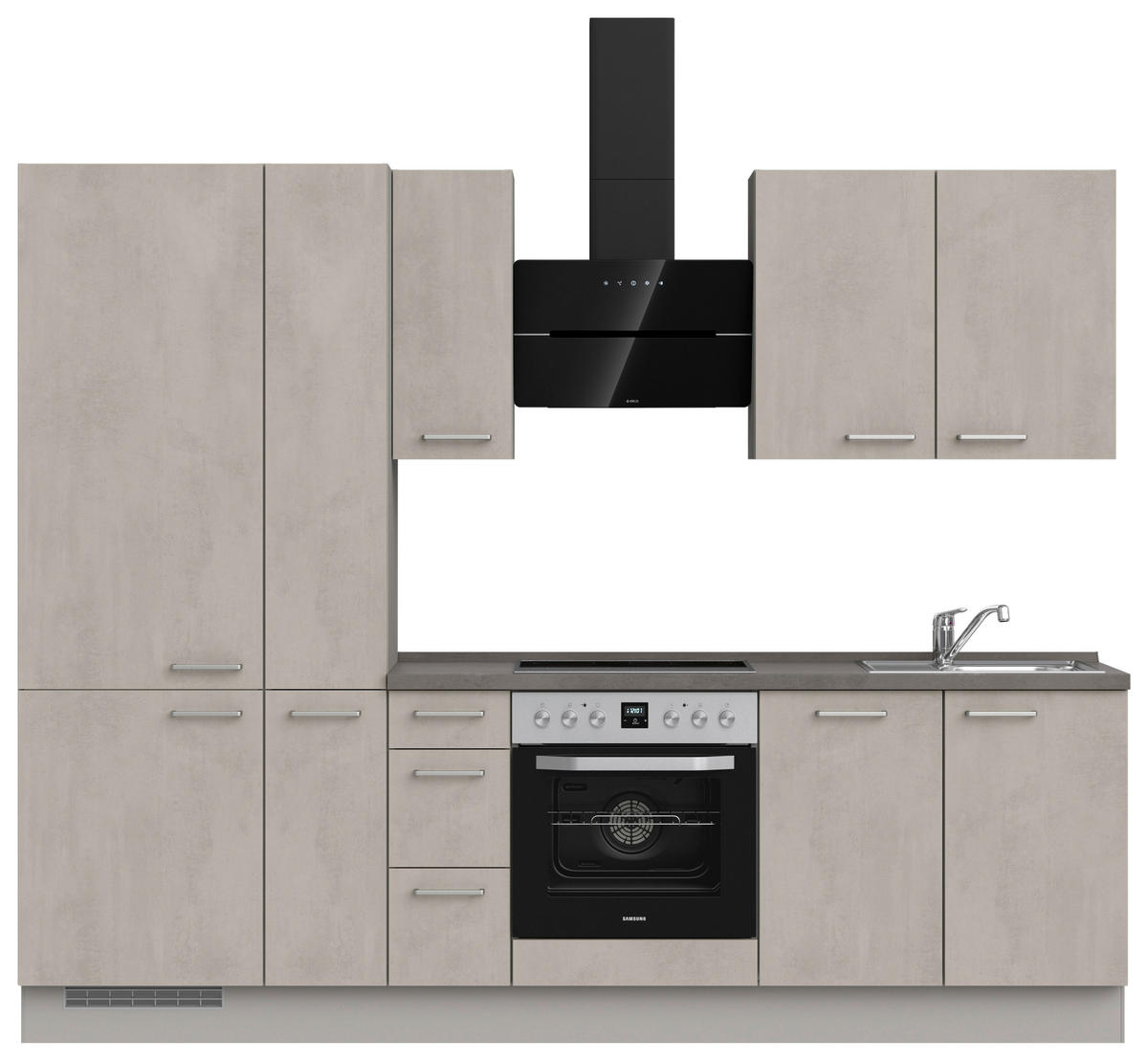 KÜCHENBLOCK Riva 270 cm  in Grau, Schieferfarben  - Schieferfarben/Edelstahlfarben, MODERN, Holzwerkstoff/Metall (270cm) - Nobilia