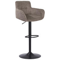 BARHOCKER Webstoff Schwarz, Hellbraun Eisen Sitzfläche 360° drehbar, inklusive Armlehnen  - Hellbraun/Schwarz, MODERN, Textil/Metall (55/91.5-113/52cm) - Livetastic