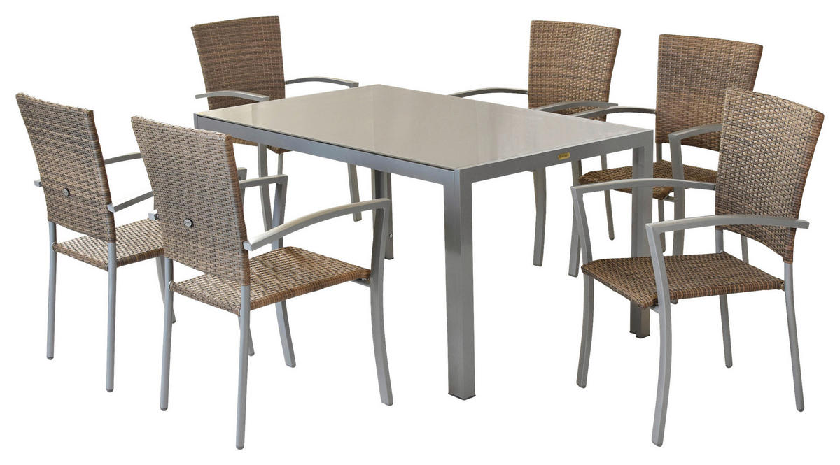 GARTENSET Aluminium  - Silberfarben/Naturfarben, MODERN, Kunststoff/Metall - Gardenson