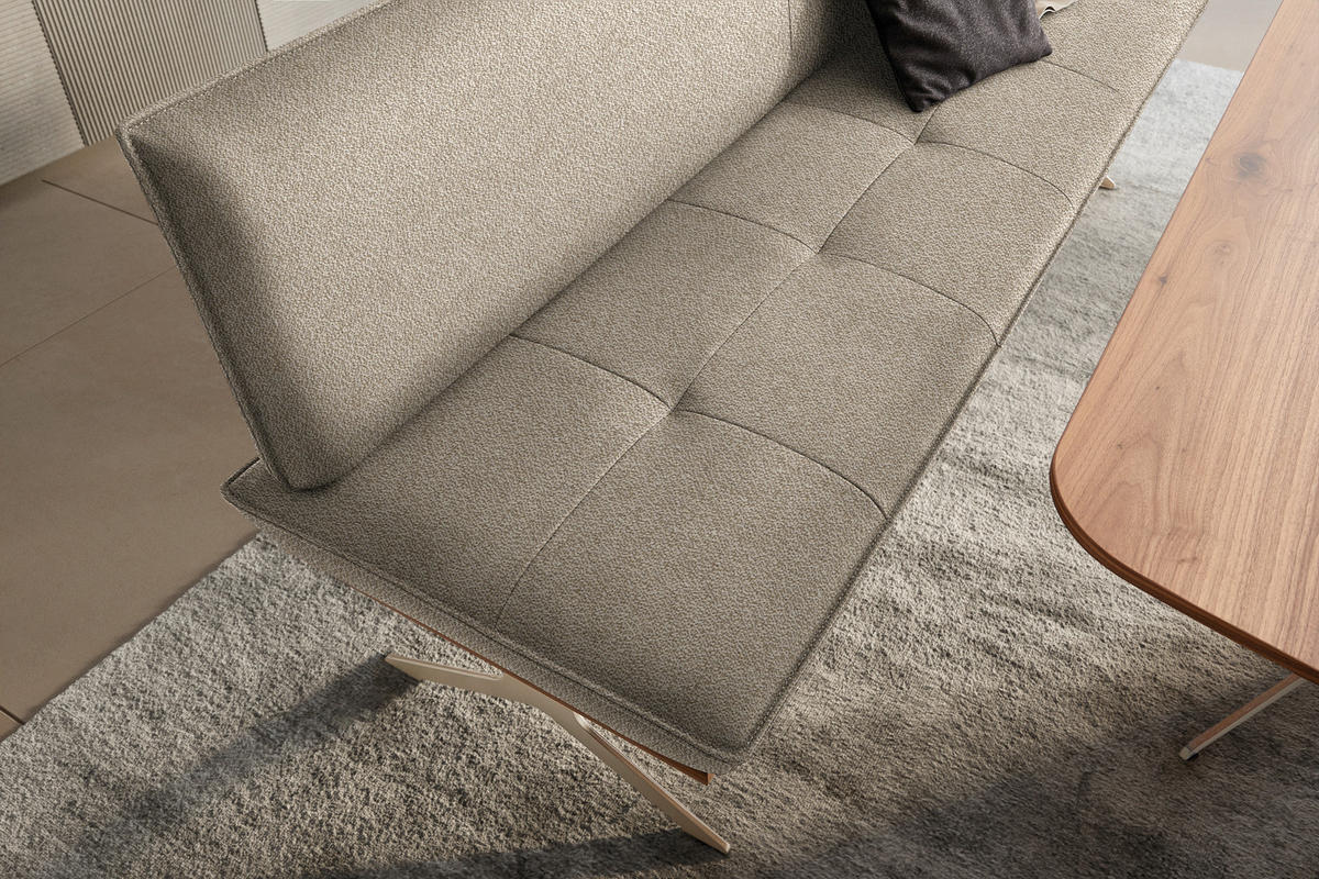 SITZBANK in Holz, Textil Nussbaumfarben, Nickelfarben, Beige  - Edelstahlfarben/Beige, Design, Holz/Textil (214/88/66cm) - Koinor