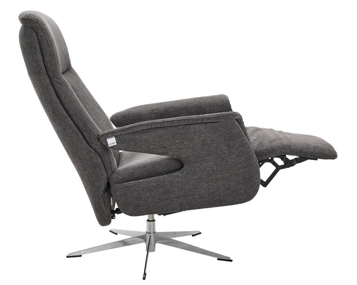 RELAXSESSEL Webstoff Relaxfunktion    - Chromfarben/Anthrazit, Design, Textil/Metall (74/108/86cm) - Welnova