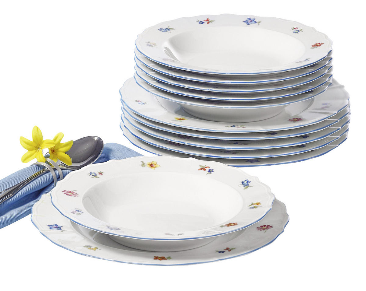 JÍDELNÍ SOUPRAVA porcelán keramika  - bílá/vícebarevná, Romantický / Rustikální, keramika (26/26/15cm) - Seltmann Weiden