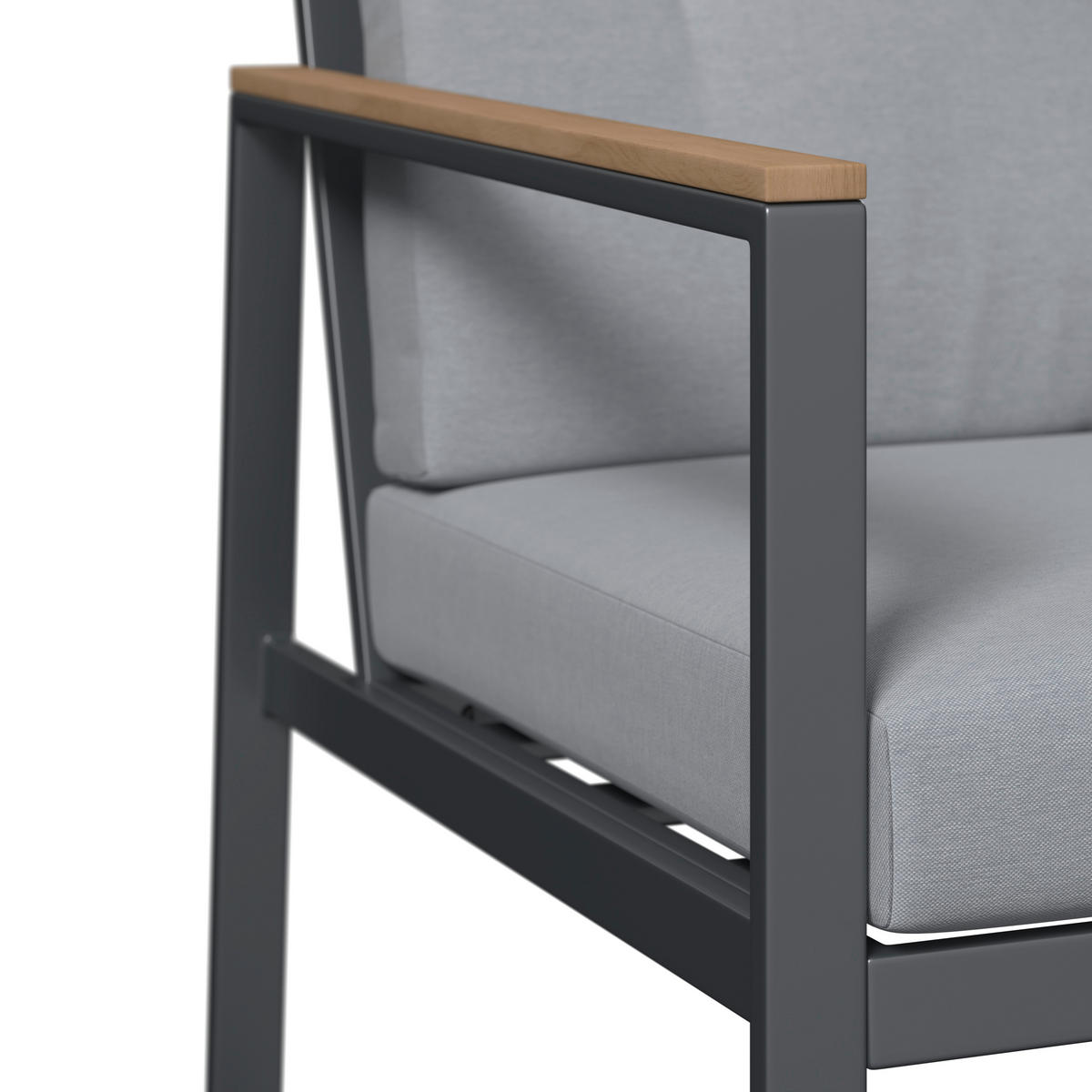 LOUNGEGARNITUR 4-teilig   120/81/80 cm Eisen  - Anthrazit/Naturfarben, Basics, Kunststoff/Textil (120/81/80cm) - Ambia Garden