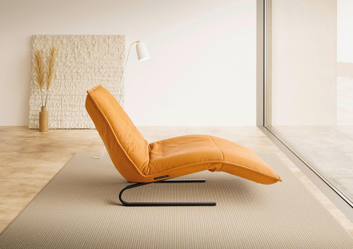 RELAXLIEGE Echtleder Orange  - Beige/Schwarz, Design, Leder/Metall (86/42-83/141-180cm) - Koinor