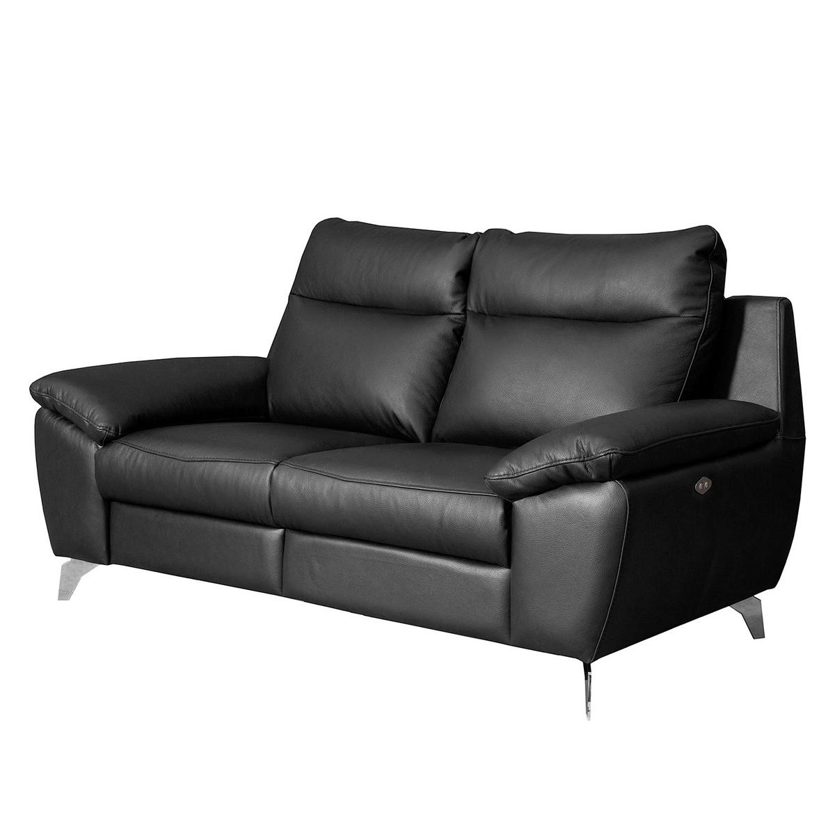 2-SITZER-SOFA 178/95/96 cm PERLE in Echtleder Schwarz   - Chromfarben/Schwarz, Design, Leder/Metall (178/95/96cm) - Livetastic