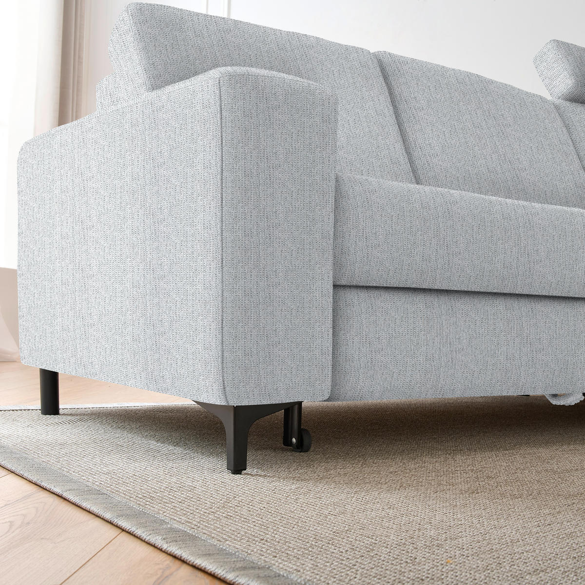 ECKSOFA in Webstoff Silberfarben  - Silberfarben/Schwarz, Konventionell, Textil/Metall (247/167cm) - Stylife
