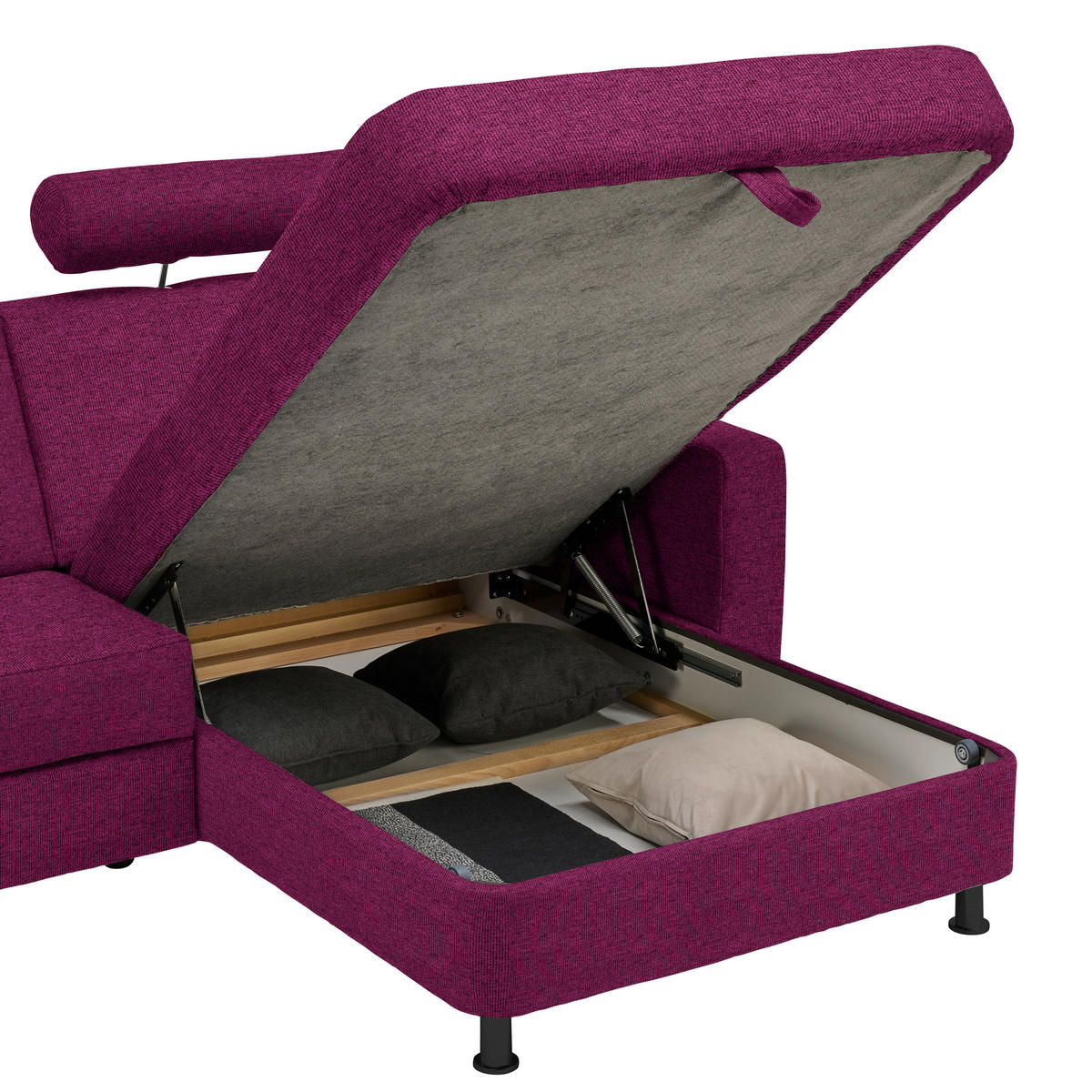 ECKSOFA in Webstoff Lila  - Lila/Schwarz, Design, Kunststoff/Textil (257/165cm) - Xora