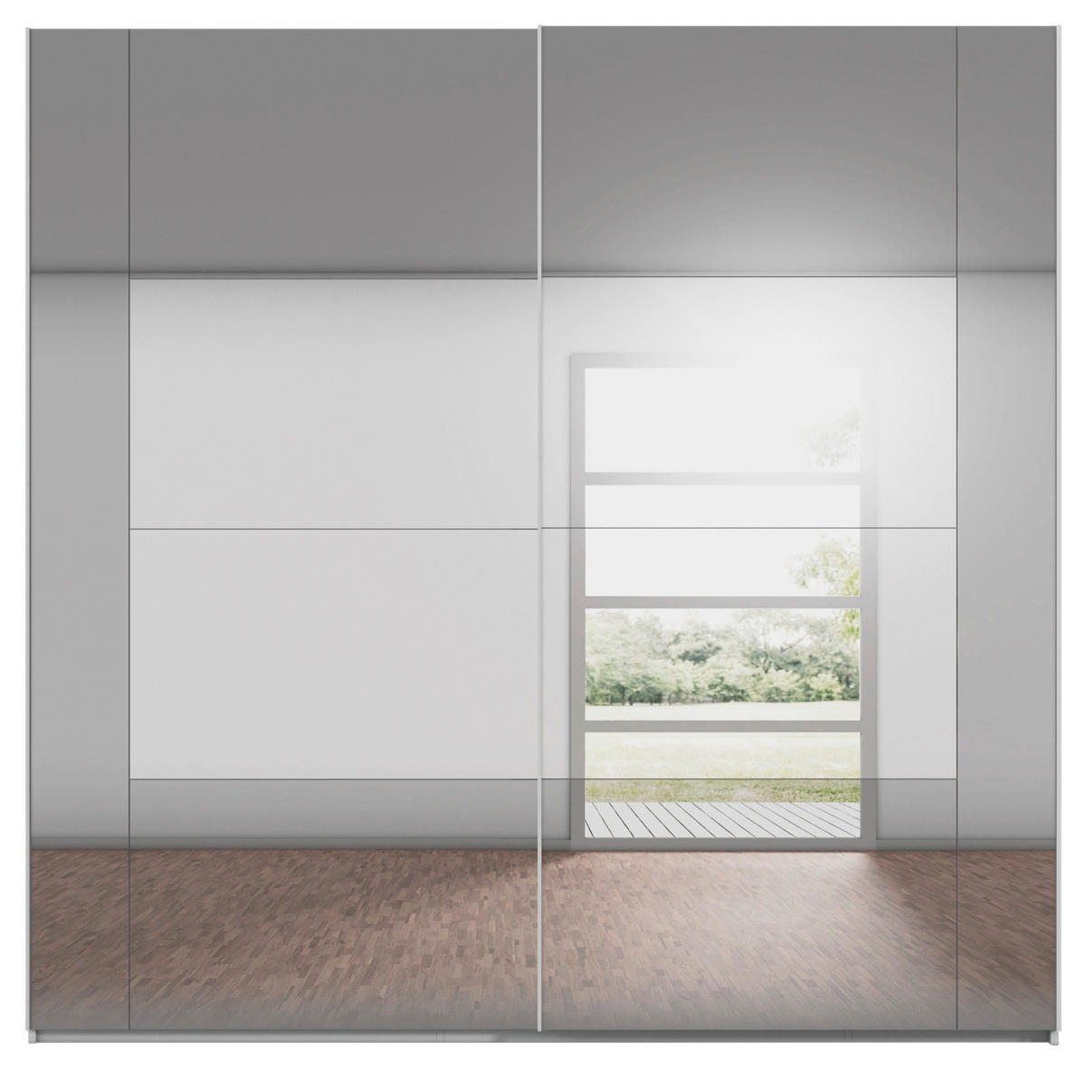 SCHWEBETÜRENSCHRANK 226/223/68 cm 2-türig Seidengrau  - Seidengrau, Design, Glas/Holzwerkstoff (226/223/68cm) - Xora