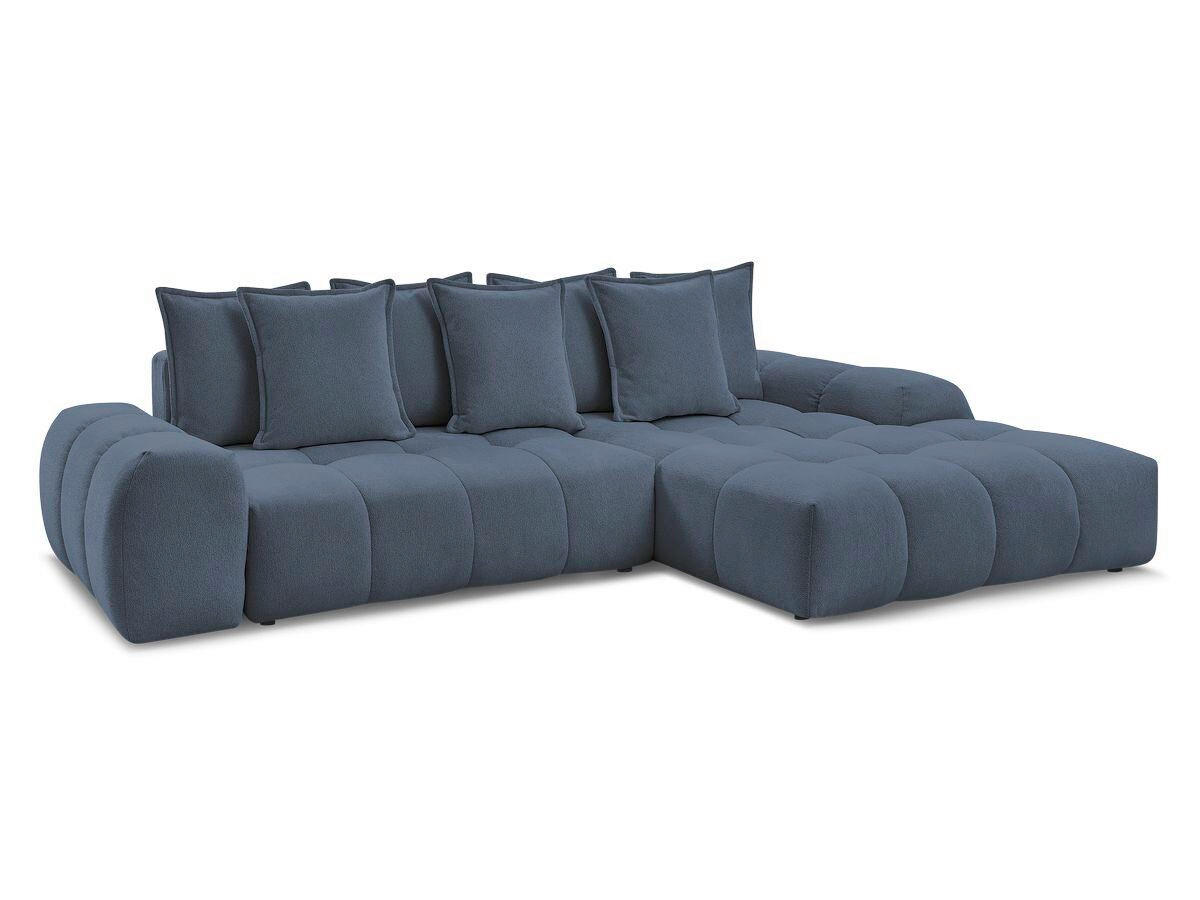 ECKSCHLAFSOFA EVEREST  mit Rücken echt, Armteil links, Armteil rechts Flachgewebe Dunkelblau  - Schwarz/Dunkelblau, MODERN, Kunststoff/Textil (318/180cm) - Livetastic