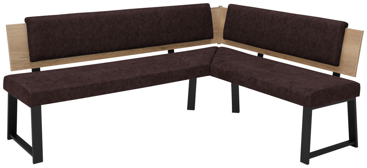 ECKBANK 200/180 cm  in Braun  - Schwarz/Braun, MODERN, Holzwerkstoff/Textil (200/180cm) - Venda