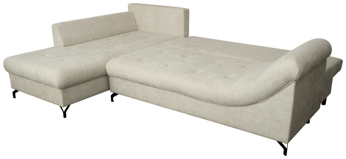 ECKSOFA Hellgrau Struktur  - Hellgrau/Schwarz, KONVENTIONELL, Textil/Metall (194/274cm) - Carryhome