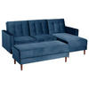 ECKSCHLAFSOFA inkl. Hocker in Dunkelblau Textil   - Eschefarben/Dunkelblau, Design, Holz/Textil (223/152cm) - Max Winzer