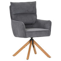ARMLEHNSTUHL  Sitzfläche 360° drehbar, automatische Rückholfunktion, Stoffauswahl Cord  Anthrazit  - Eichefarben/Anthrazit, Design, Holz/Textil (60/95/62cm) - Novel