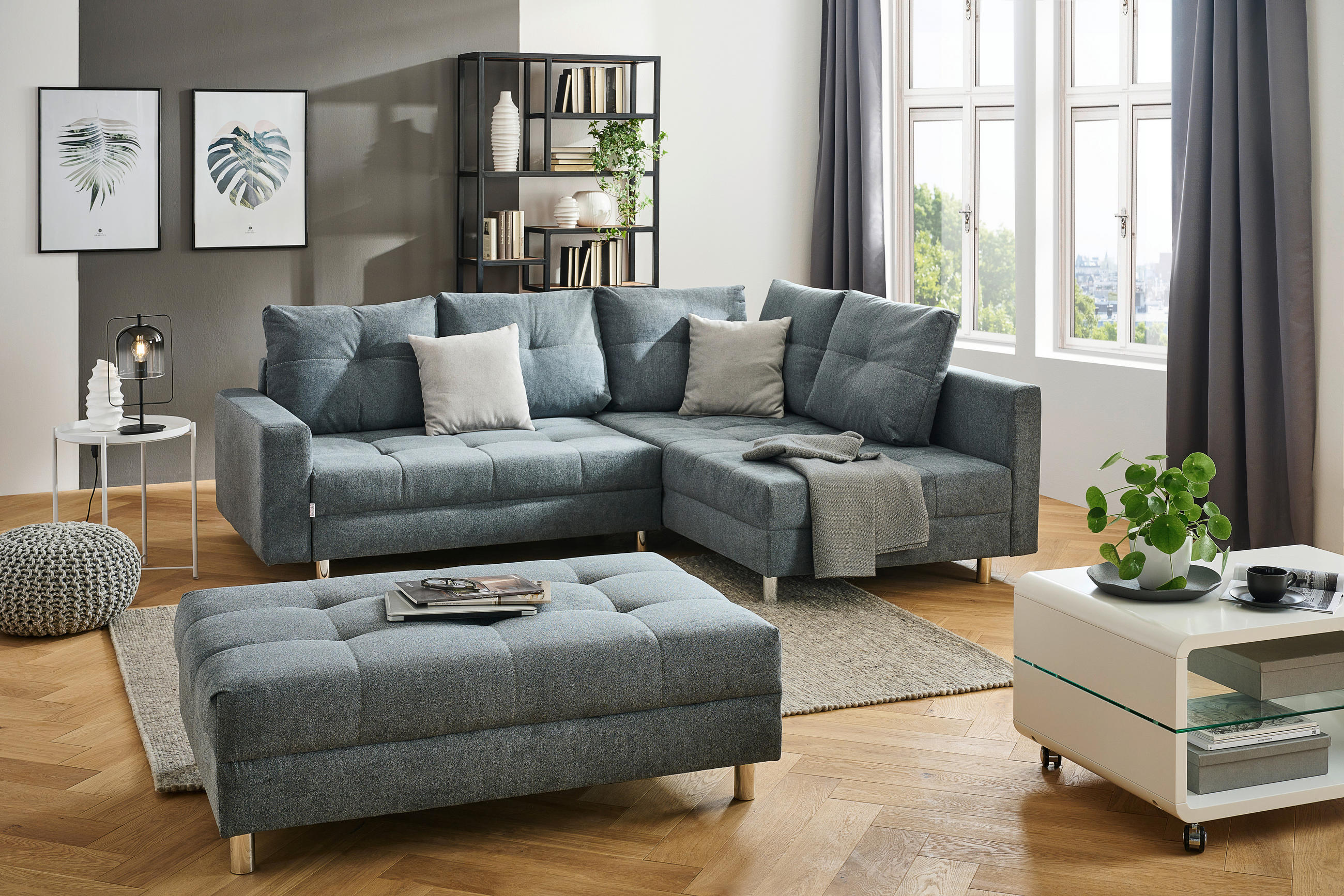 HÖRNSOFFA i flatväv mörkgrå  - mörkgrå/kromfärg, Design, textil/plast (190/245cm) - MID.YOU