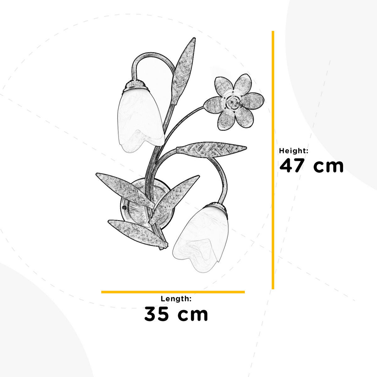 WANDLEUCHTE 35/19/47 cm   - Bronzefarben, KONVENTIONELL, Glas/Metall (35/19/47cm)
