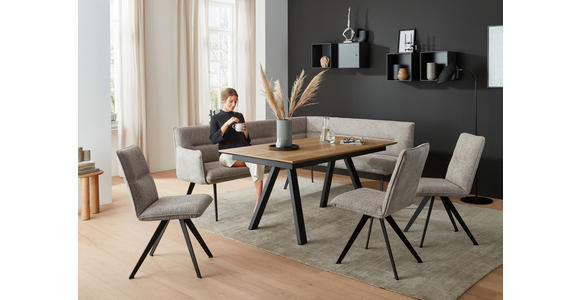 ECKBANK 228/170 cm in Schwarz, Hellgrau - Hellgrau/Schwarz, Design, Textil/Metall (228/170cm) - Voleo
