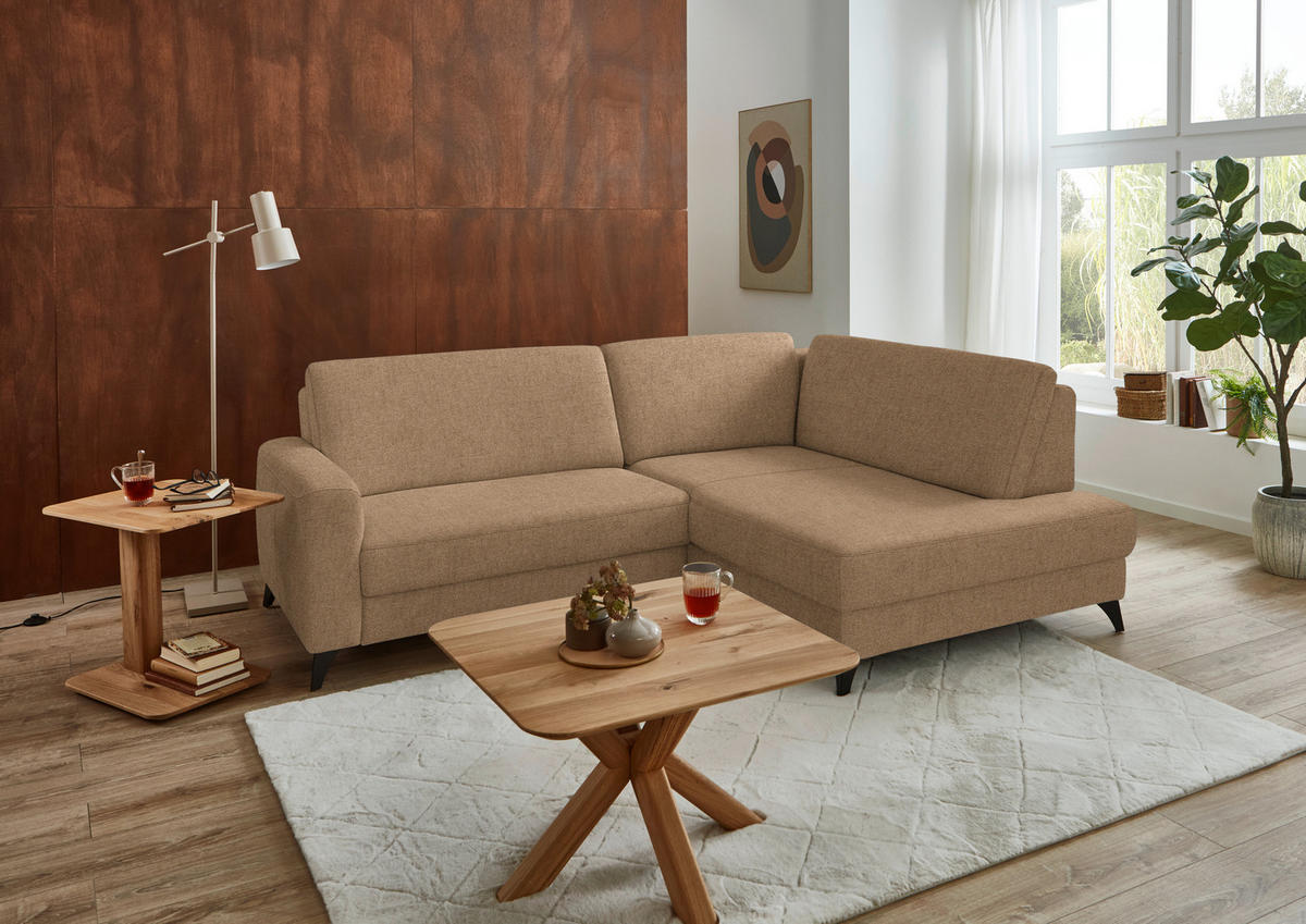 ECKSOFA  Chenille Altrosa  - Schwarz/Altrosa, Design, Textil/Metall (239/182cm) - Beldomo Comfort