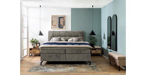 BOXSPRINGBETT 160/200 cm,  in Grau, Topper, H3 + H3 = fest  - Schwarz/Grau, Design, Textil/Metall (160/200cm) - Esposa