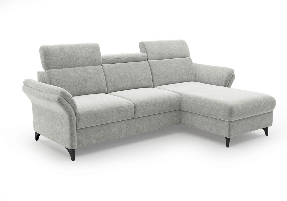 ECKSOFA Flachgewebe Hellgrau  - Hellgrau/Schwarz, Konventionell, Textil/Metall (253/166cm) - Sit & More