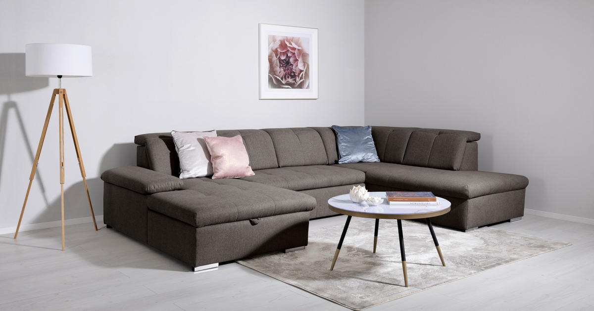 WOHNLANDSCHAFT Grau  - Grau, Design, Textil/Metall (173/328/215cm) - MID.YOU
