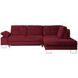 ECKSOFA in Flachgewebe Rot  - Rot, Design, Textil/Metall (296/229cm) - Novel