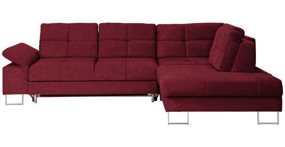 ECKSOFA in Flachgewebe Rot  - Rot, Design, Textil/Metall (296/229cm) - Novel