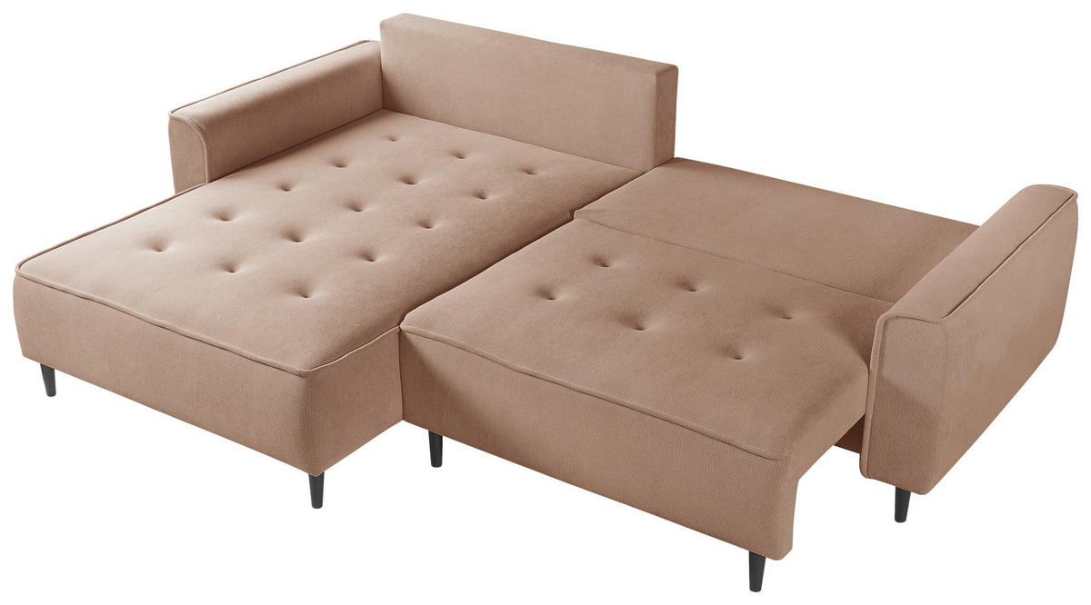 ECKSOFA in Flachgewebe Rosa  - Schwarz/Rosa, Design, Holz/Textil (183/263cm) - MID.YOU